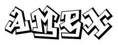 The clipart image features a stylized text in a graffiti font that reads Amex.