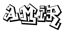 The clipart image features a stylized text in a graffiti font that reads Amir.