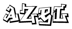 The clipart image features a stylized text in a graffiti font that reads Azel.