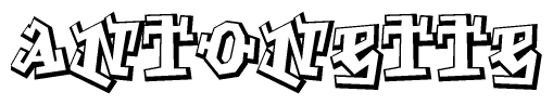 The clipart image depicts the word Antonette in a style reminiscent of graffiti. The letters are drawn in a bold, block-like script with sharp angles and a three-dimensional appearance.