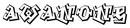 The image is a stylized representation of the letters Awanone designed to mimic the look of graffiti text. The letters are bold and have a three-dimensional appearance, with emphasis on angles and shadowing effects.