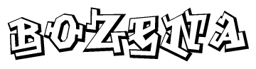 The clipart image depicts the word Bozena in a style reminiscent of graffiti. The letters are drawn in a bold, block-like script with sharp angles and a three-dimensional appearance.