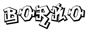 The clipart image depicts the word Borko in a style reminiscent of graffiti. The letters are drawn in a bold, block-like script with sharp angles and a three-dimensional appearance.
