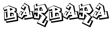 The image is a stylized representation of the letters Barbara designed to mimic the look of graffiti text. The letters are bold and have a three-dimensional appearance, with emphasis on angles and shadowing effects.