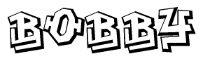 The image is a stylized representation of the letters Bobby designed to mimic the look of graffiti text. The letters are bold and have a three-dimensional appearance, with emphasis on angles and shadowing effects.