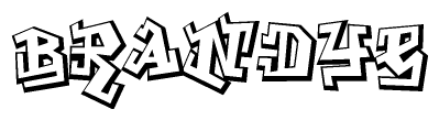 The clipart image depicts the word Brandye in a style reminiscent of graffiti. The letters are drawn in a bold, block-like script with sharp angles and a three-dimensional appearance.