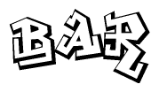 The clipart image depicts the word Bar in a style reminiscent of graffiti. The letters are drawn in a bold, block-like script with sharp angles and a three-dimensional appearance.