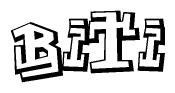 The clipart image depicts the word Biti in a style reminiscent of graffiti. The letters are drawn in a bold, block-like script with sharp angles and a three-dimensional appearance.