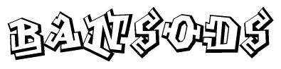 The clipart image depicts the word Bansods in a style reminiscent of graffiti. The letters are drawn in a bold, block-like script with sharp angles and a three-dimensional appearance.
