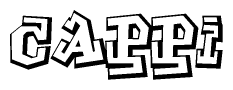 The image is a stylized representation of the letters Cappi designed to mimic the look of graffiti text. The letters are bold and have a three-dimensional appearance, with emphasis on angles and shadowing effects.
