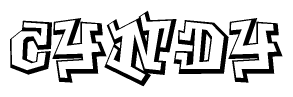 The clipart image features a stylized text in a graffiti font that reads Cyndy.