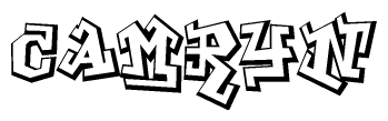 The clipart image depicts the word Camryn in a style reminiscent of graffiti. The letters are drawn in a bold, block-like script with sharp angles and a three-dimensional appearance.
