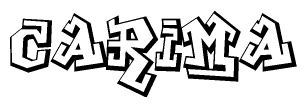 The clipart image features a stylized text in a graffiti font that reads Carima.