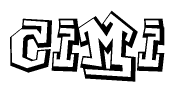 The image is a stylized representation of the letters Cimi designed to mimic the look of graffiti text. The letters are bold and have a three-dimensional appearance, with emphasis on angles and shadowing effects.