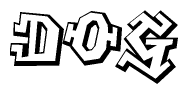 The clipart image features a stylized text in a graffiti font that reads dog.
