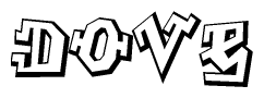 The clipart image depicts the word Dove in a style reminiscent of graffiti. The letters are drawn in a bold, block-like script with sharp angles and a three-dimensional appearance.