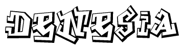 The clipart image features a stylized text in a graffiti font that reads Denesia.