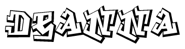 The image is a stylized representation of the letters Deanna designed to mimic the look of graffiti text. The letters are bold and have a three-dimensional appearance, with emphasis on angles and shadowing effects.