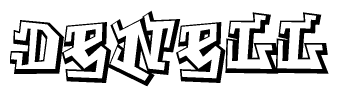 The clipart image features a stylized text in a graffiti font that reads Denell.