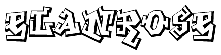 The clipart image depicts the word Elanrose in a style reminiscent of graffiti. The letters are drawn in a bold, block-like script with sharp angles and a three-dimensional appearance.