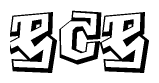 The clipart image depicts the word Ece in a style reminiscent of graffiti. The letters are drawn in a bold, block-like script with sharp angles and a three-dimensional appearance.