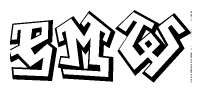 The clipart image depicts the word Emw in a style reminiscent of graffiti. The letters are drawn in a bold, block-like script with sharp angles and a three-dimensional appearance.