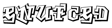 The clipart image depicts the word Enufced in a style reminiscent of graffiti. The letters are drawn in a bold, block-like script with sharp angles and a three-dimensional appearance.
