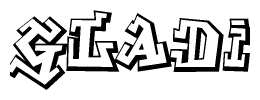 The clipart image features a stylized text in a graffiti font that reads Gladi.