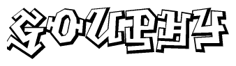The clipart image features a stylized text in a graffiti font that reads Gouphy.