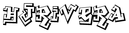 The clipart image depicts the word Hjrivera in a style reminiscent of graffiti. The letters are drawn in a bold, block-like script with sharp angles and a three-dimensional appearance.