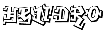 The image is a stylized representation of the letters Hendro designed to mimic the look of graffiti text. The letters are bold and have a three-dimensional appearance, with emphasis on angles and shadowing effects.