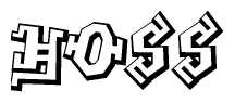 The image is a stylized representation of the letters Hoss designed to mimic the look of graffiti text. The letters are bold and have a three-dimensional appearance, with emphasis on angles and shadowing effects.
