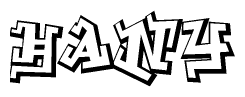 The image is a stylized representation of the letters Hany designed to mimic the look of graffiti text. The letters are bold and have a three-dimensional appearance, with emphasis on angles and shadowing effects.
