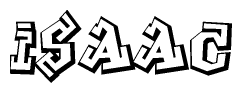 The clipart image depicts the word Isaac in a style reminiscent of graffiti. The letters are drawn in a bold, block-like script with sharp angles and a three-dimensional appearance.
