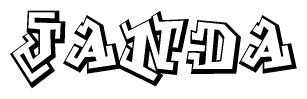 The clipart image features a stylized text in a graffiti font that reads Janda.
