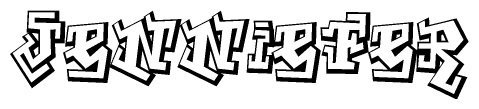 The clipart image depicts the word Jenniefer in a style reminiscent of graffiti. The letters are drawn in a bold, block-like script with sharp angles and a three-dimensional appearance.