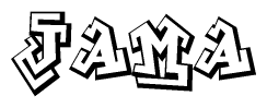 The clipart image depicts the word Jama in a style reminiscent of graffiti. The letters are drawn in a bold, block-like script with sharp angles and a three-dimensional appearance.