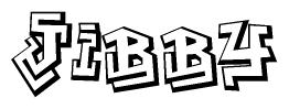 The clipart image depicts the word Jibby in a style reminiscent of graffiti. The letters are drawn in a bold, block-like script with sharp angles and a three-dimensional appearance.