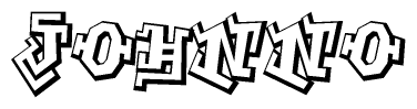 The image is a stylized representation of the letters Johnno designed to mimic the look of graffiti text. The letters are bold and have a three-dimensional appearance, with emphasis on angles and shadowing effects.