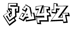 The image is a stylized representation of the letters Jayz designed to mimic the look of graffiti text. The letters are bold and have a three-dimensional appearance, with emphasis on angles and shadowing effects.