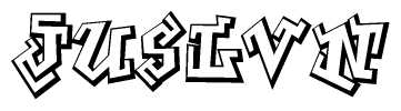 The clipart image features a stylized text in a graffiti font that reads Juslvn.