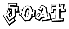 The clipart image depicts the word Joat in a style reminiscent of graffiti. The letters are drawn in a bold, block-like script with sharp angles and a three-dimensional appearance.