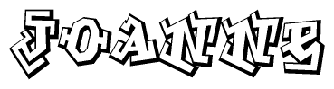 The clipart image depicts the word Joanne in a style reminiscent of graffiti. The letters are drawn in a bold, block-like script with sharp angles and a three-dimensional appearance.