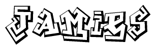 The image is a stylized representation of the letters Jamies designed to mimic the look of graffiti text. The letters are bold and have a three-dimensional appearance, with emphasis on angles and shadowing effects.