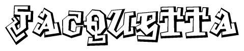 The clipart image depicts the word Jacquetta in a style reminiscent of graffiti. The letters are drawn in a bold, block-like script with sharp angles and a three-dimensional appearance.