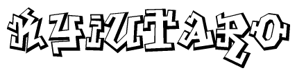The clipart image depicts the word Kyiutaro in a style reminiscent of graffiti. The letters are drawn in a bold, block-like script with sharp angles and a three-dimensional appearance.