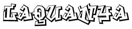 The image is a stylized representation of the letters Laquanya designed to mimic the look of graffiti text. The letters are bold and have a three-dimensional appearance, with emphasis on angles and shadowing effects.