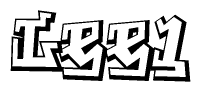 The clipart image depicts the word Lee1 in a style reminiscent of graffiti. The letters are drawn in a bold, block-like script with sharp angles and a three-dimensional appearance.