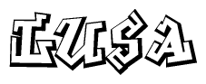 The clipart image features a stylized text in a graffiti font that reads Lusa.