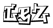 The clipart image depicts the word Lez in a style reminiscent of graffiti. The letters are drawn in a bold, block-like script with sharp angles and a three-dimensional appearance.